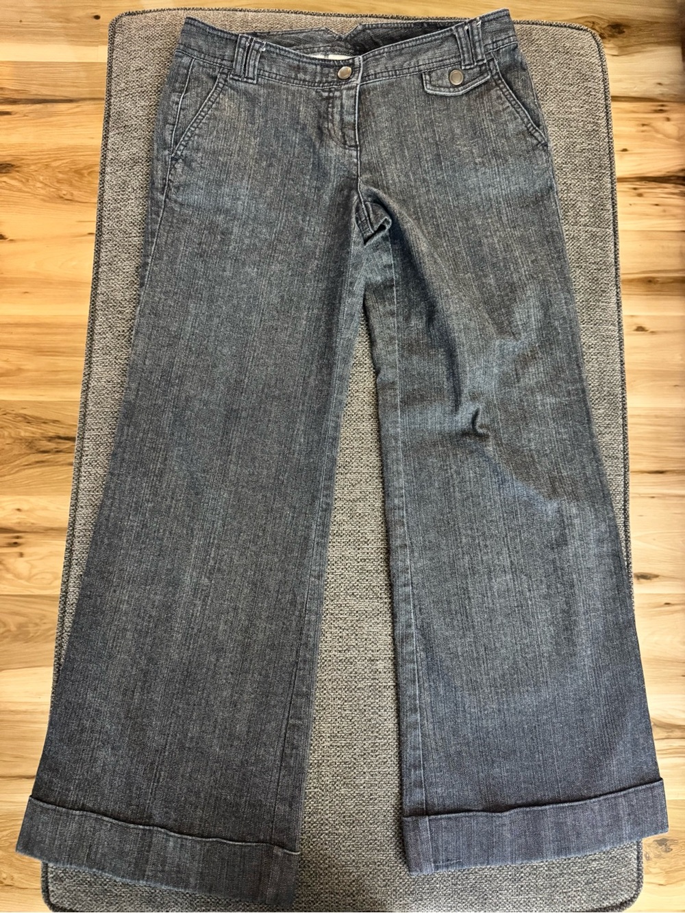 LOFT Gray Wide Leg Flare Jeans